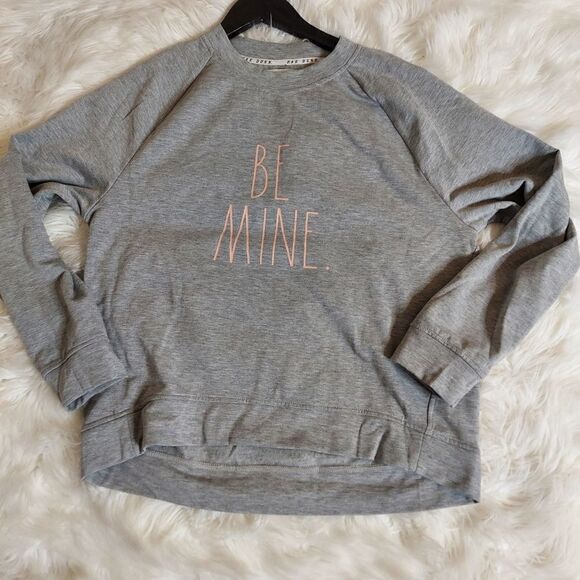 Rae Dunn Be Mine Gray long sleeve  Valentines Sweatshirt pullover - Picture 9 of 10